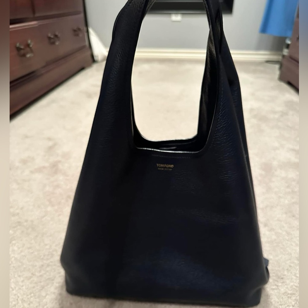 Tom Ford ‘Jennifer’ Hobo Navy Leather Hand Bag w/ Side Zipper Gold Hardware